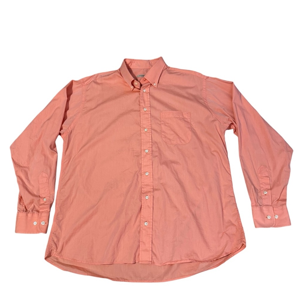 Burberry London Peach Orange Button Down Shirt Mens XL Preppy Cotton